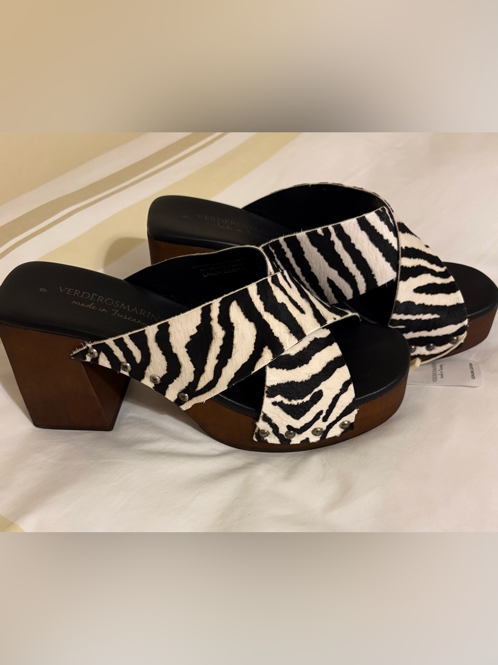 Zebra Crossband Platform Mules - Black & White